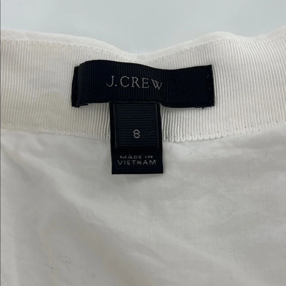 J Crew Linen Ruffle Faux Wrap Skirt White Size 8 resort spring mature vacation - Picture 5 of 11